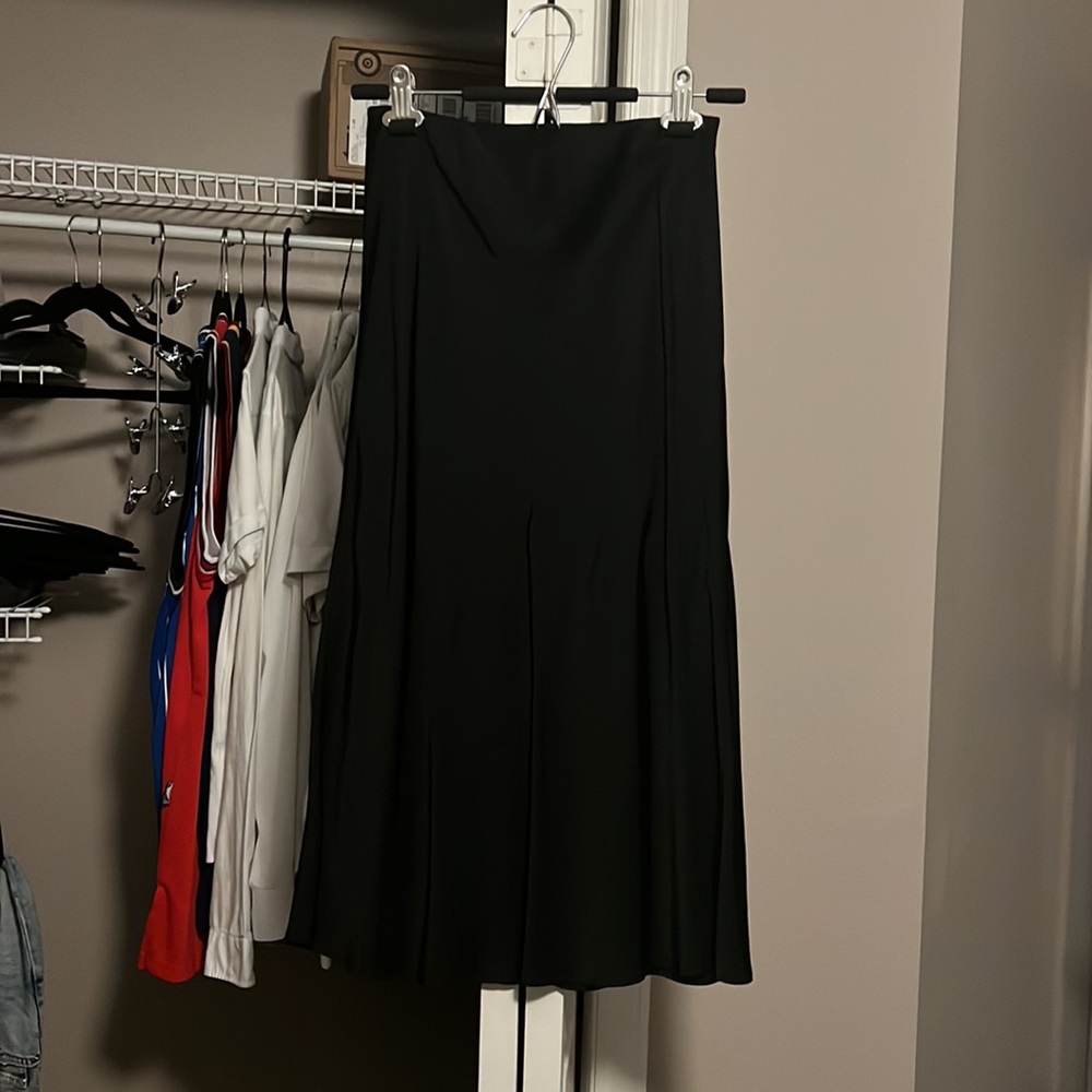 VS black slip satin midi skirt